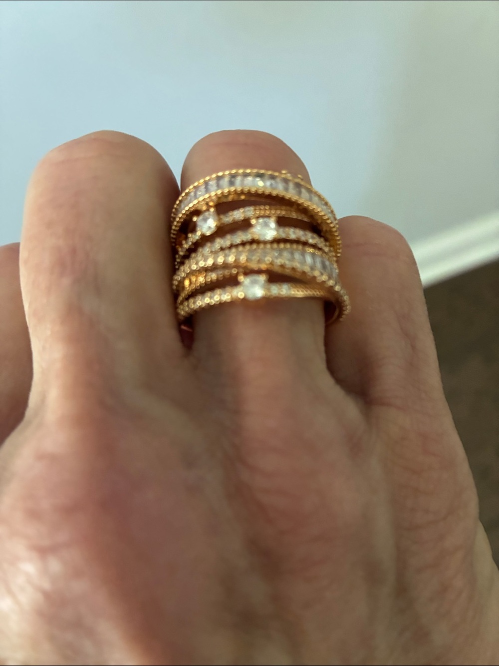 Park Lane ‘Monte Carlo’ Gold-Tone Stacked Crystal Band Ring - Picture 1 of 6